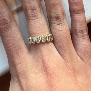 Bezel oval ring with CZs